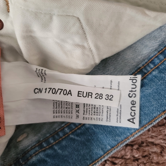 Acne Studio Light Blue Straight Leg Jeans with Subtle Fading | Size 28 X 32 - Picture 11 of 15
